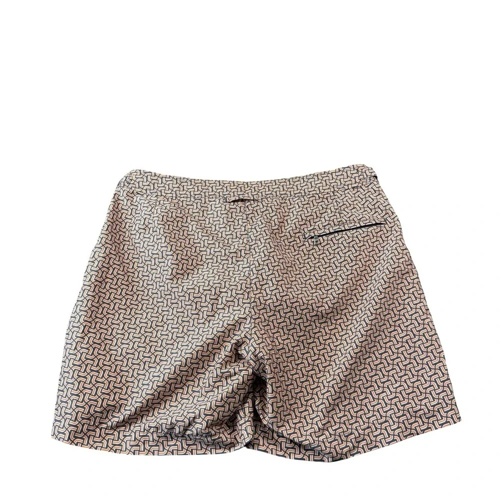 Orlebar Brown Gray Orange Geometric Bulldog Side Tab Mens Swimtrunk Size 32
